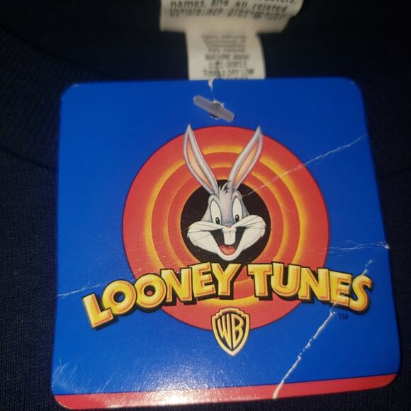 VINTAGE NWT Dead stock Tasmanian Devil "I'll Deck Your Halls" Looney Tunes sz L - Picture 6 of 10